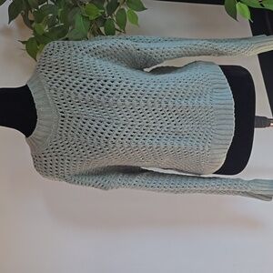 Stitch Fix Pink Rose Open-Knit Cropped Sweater in Soft Green